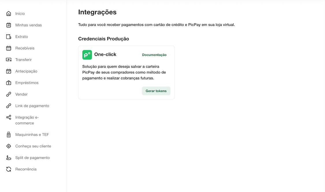 Interface do Painel do Lojista
